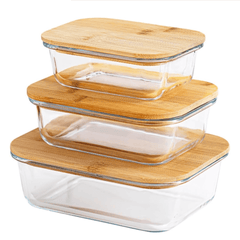 3-in-1 Snack Storage Box Set with Wooden Top Lid