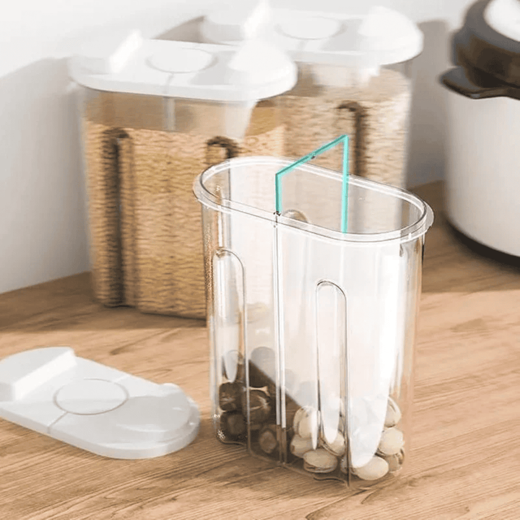 Cereal Storage Container with Airtight Lids and Dual Compartments
