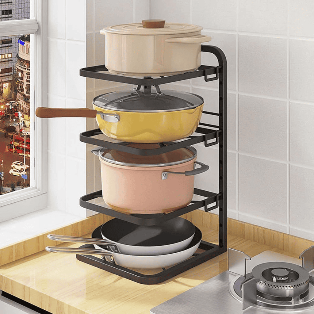 4 Layer Adjustable Pots Rack