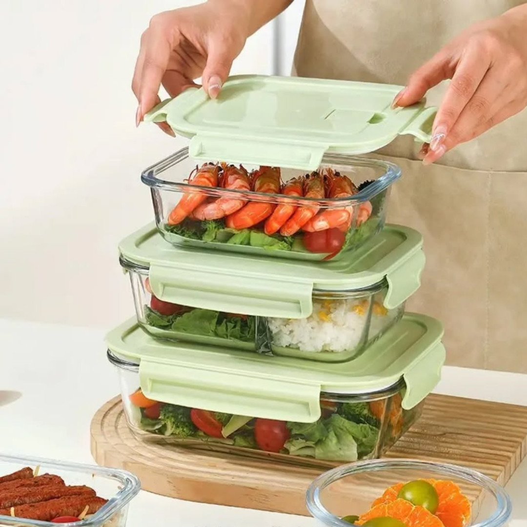 10 Pcs Food Grade Glass Lunch Box Set