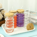Borosilicate Ripple Wave Glass Cup with Bamboo Lid