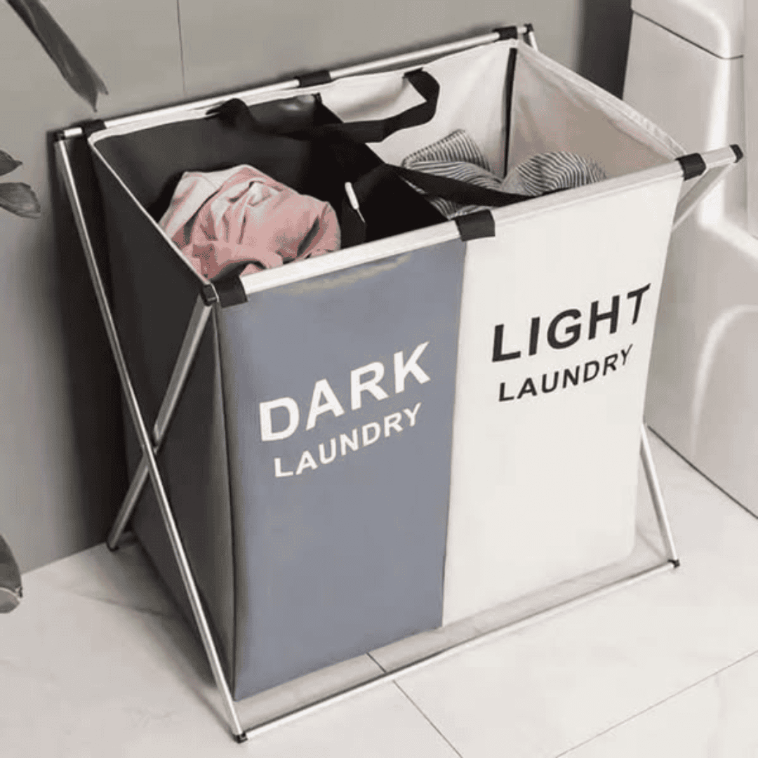 2 Compartment Foldable Laundry Basket