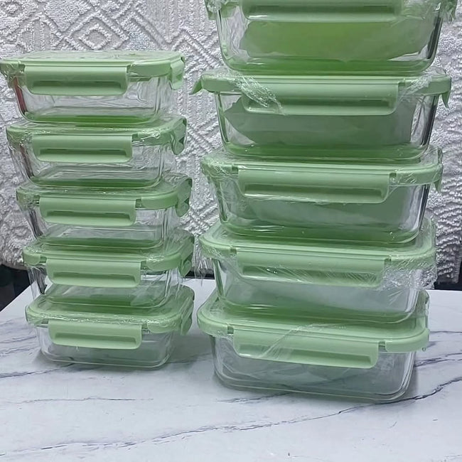 10 Pcs Food Grade Glass Lunch Box Set