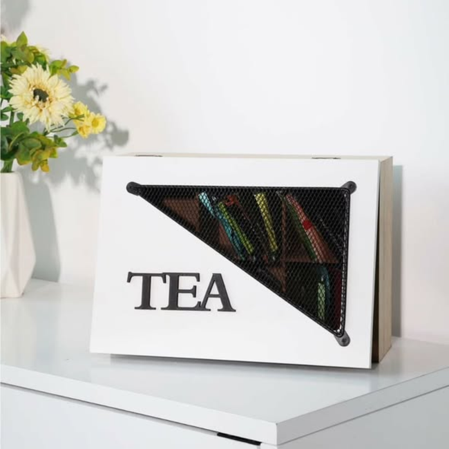 6 Compartments Wooden Teabag Organizer