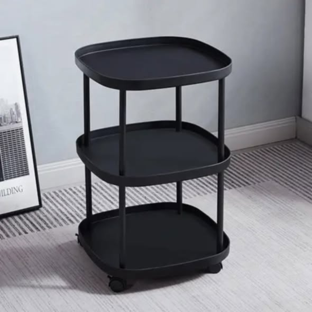 3-tier plastic mobile side table