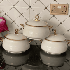 3 Pcs Gold Line Dish Set