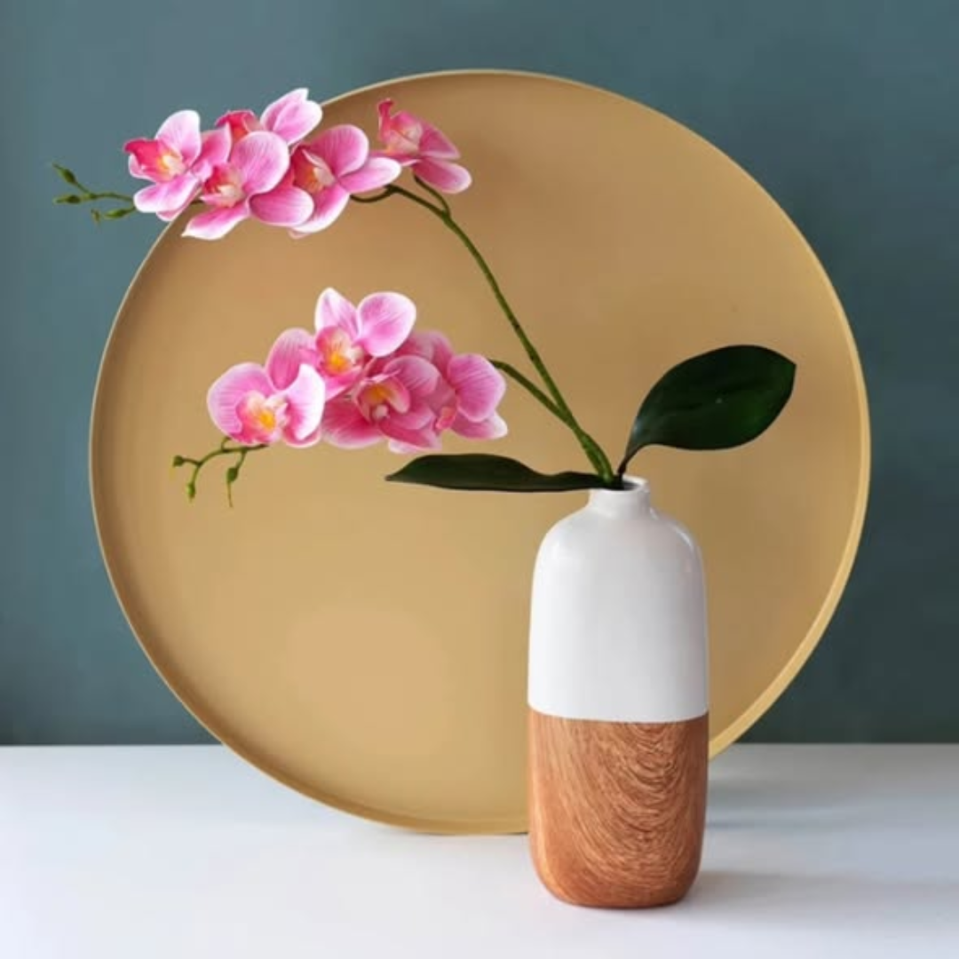 wood grain ceramic flower vase