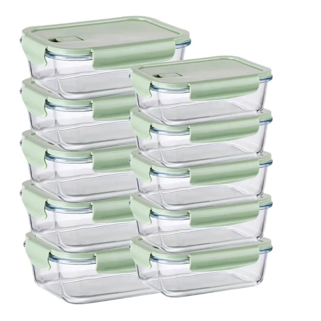 10 Pcs Food Grade Glass Lunch Box Set