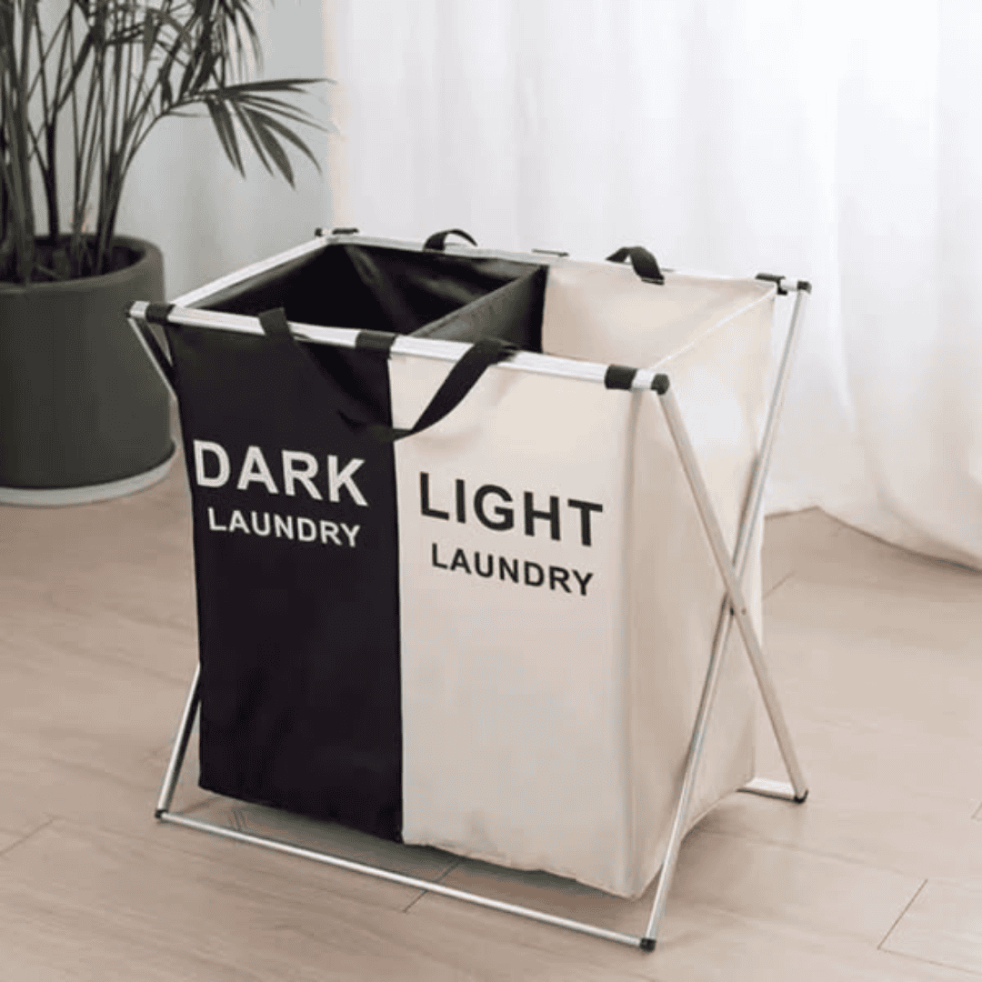 2 Compartment Foldable Laundry Basket