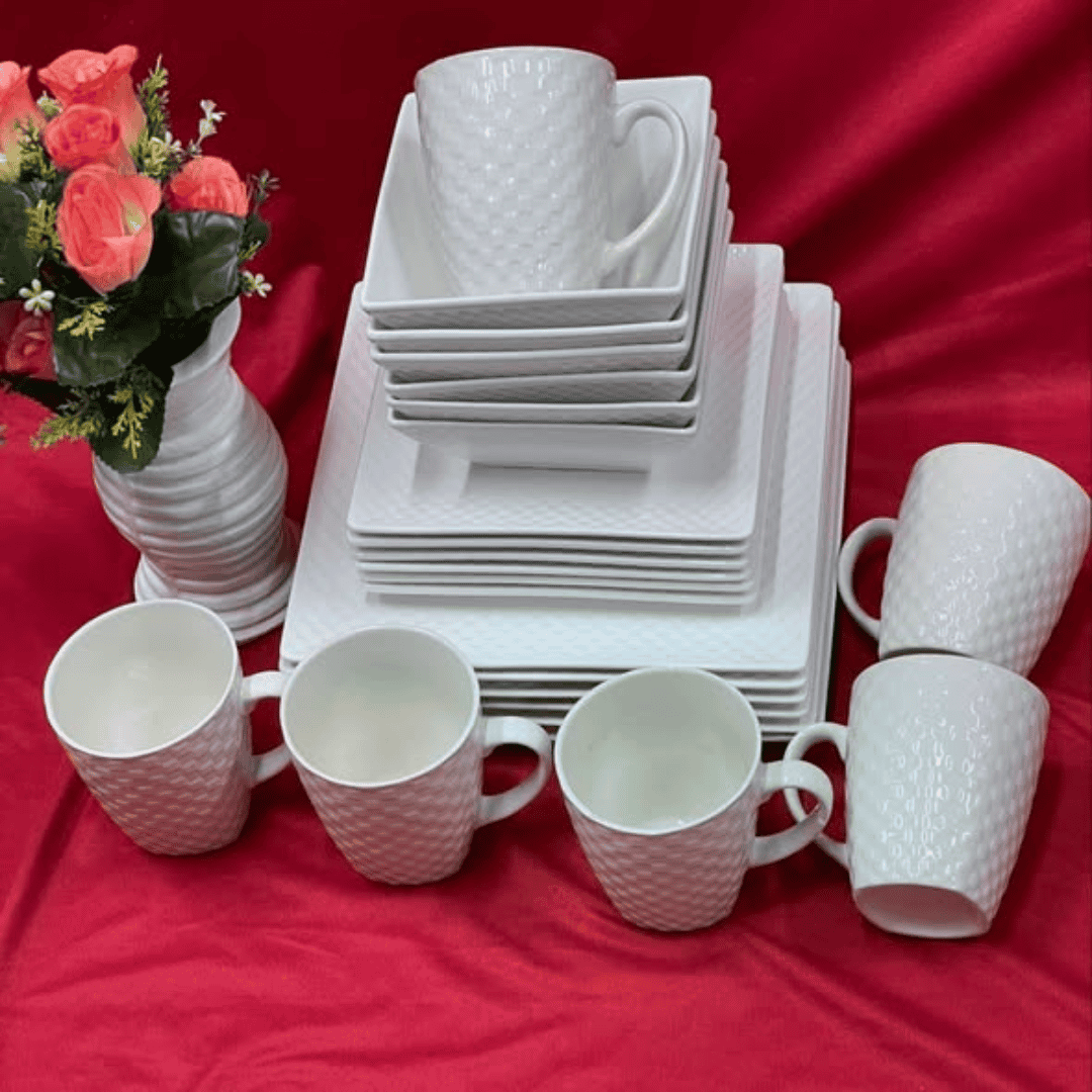 White Square Dinner Set