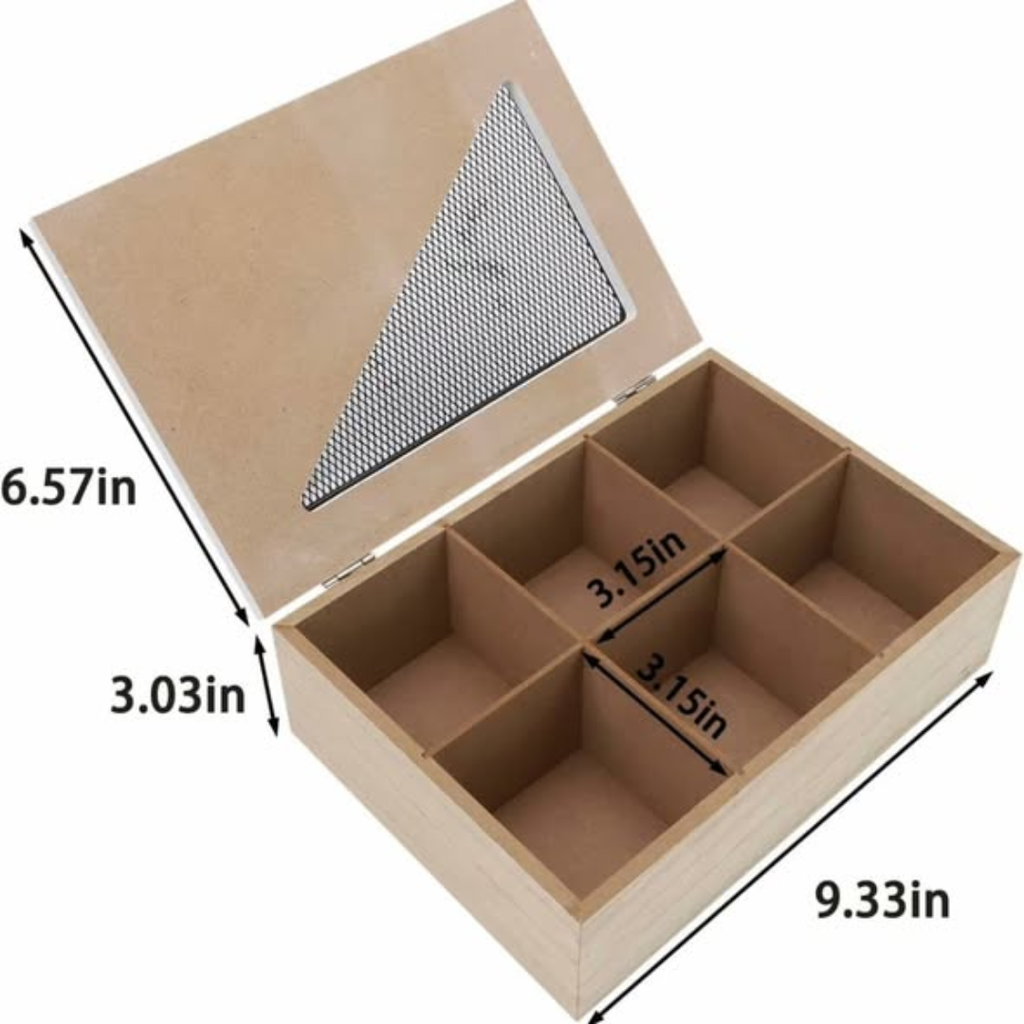 6 Compartments Wooden Teabag Organizer