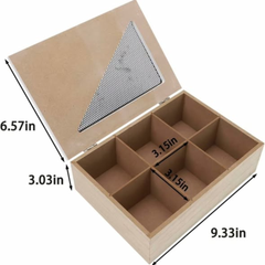 6 Compartments Wooden Teabag Organizer