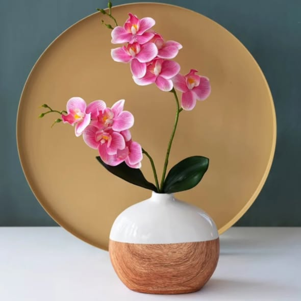 wood grain ceramic flower vase