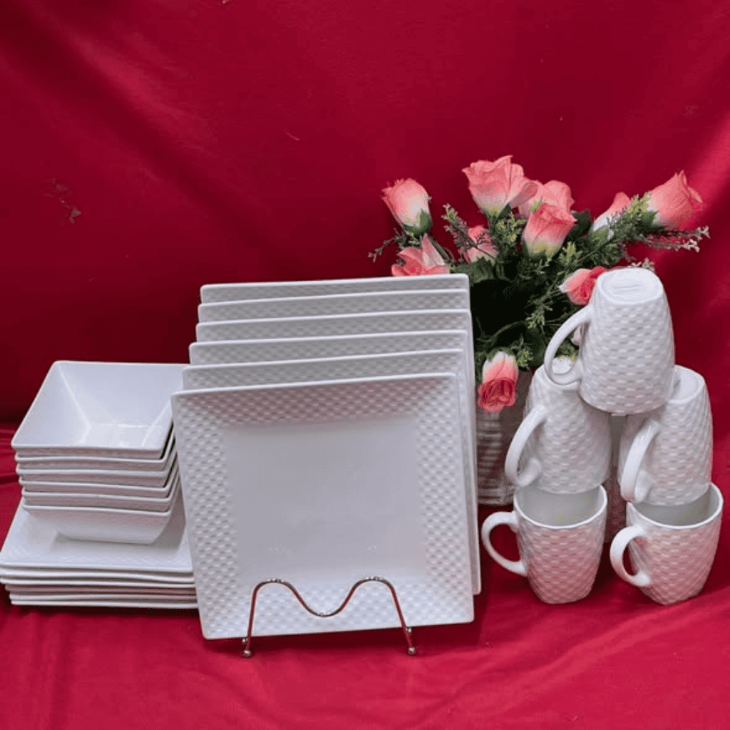 White Square Dinner Set