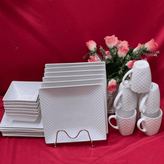 White Square Dinner Set