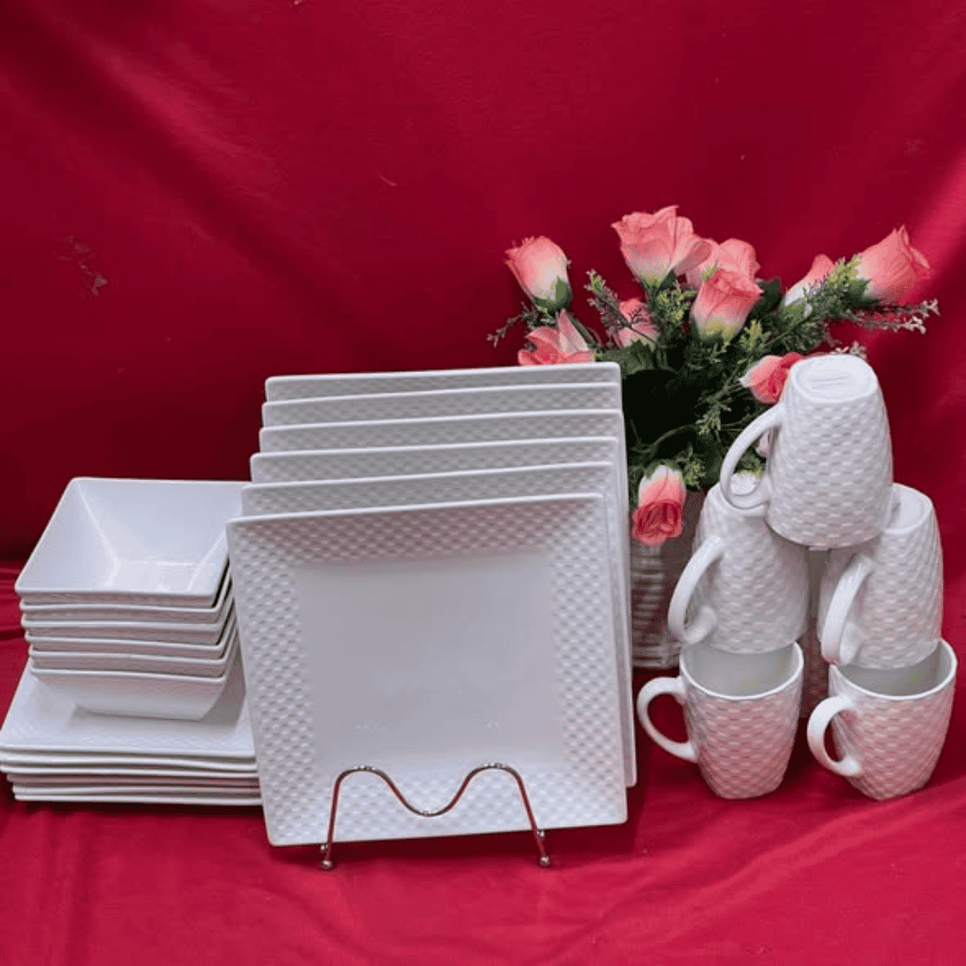 White Square Dinner Set