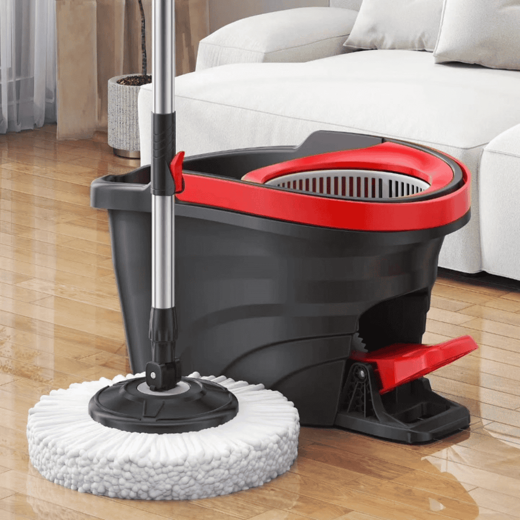 Black Spin Mop Bucket with Foot Pedal
