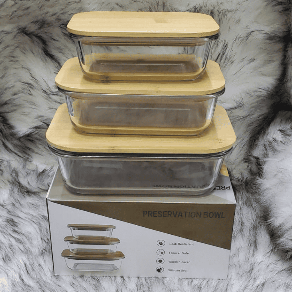 3-in-1 Snack Storage Box Set with Wooden Top Lid