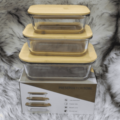 3-in-1 Snack Storage Box Set with Wooden Top Lid