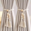 2pcs Nordic Curtain Straps with Wooden Beads and Tassels