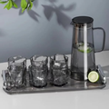 Glass Water Pitcher With Lid and 4pc Water Glasses