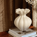 Art Decoration White Petal Shaped Ceramic Vase
