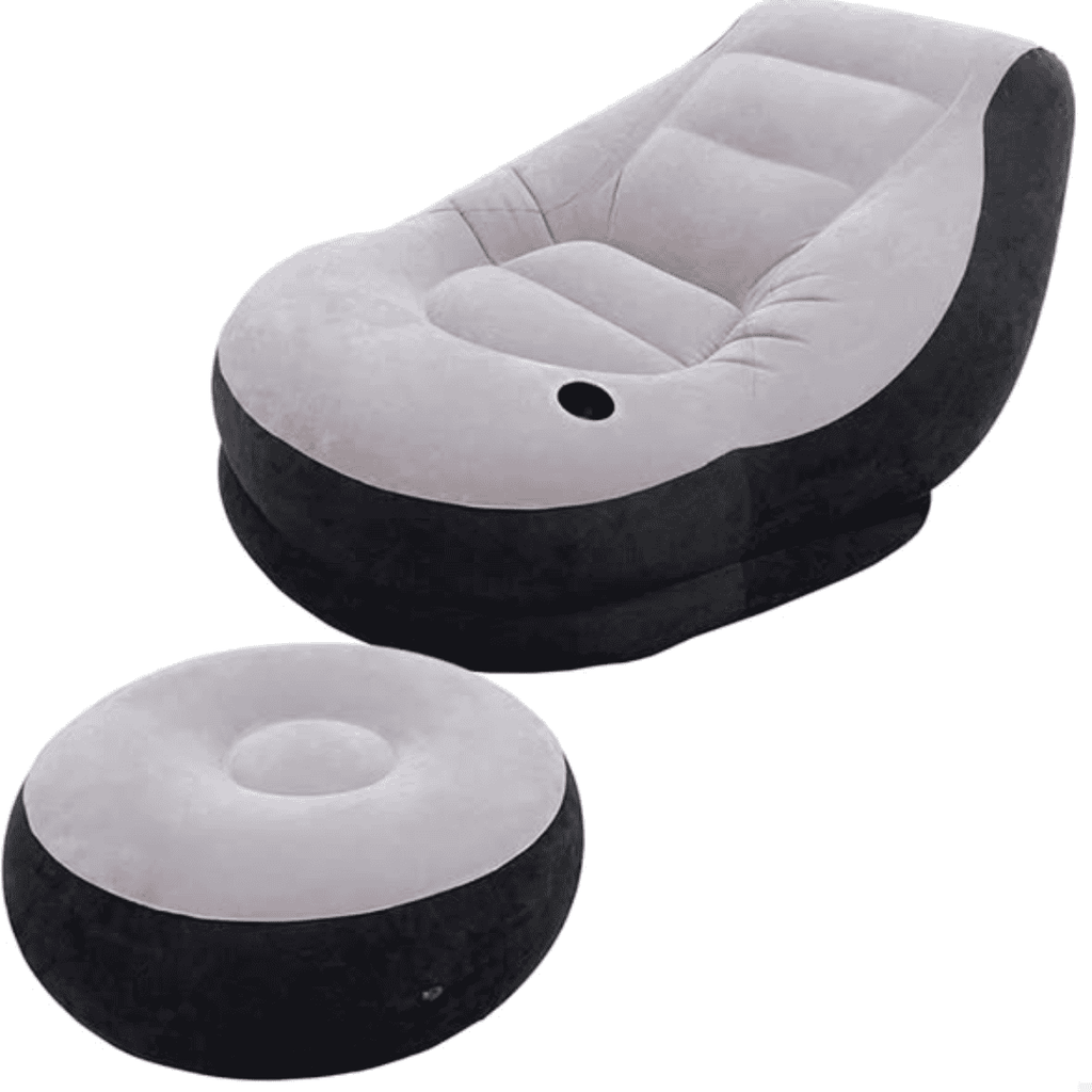 Inflatable Seat with Foot Rest and Manual Pump