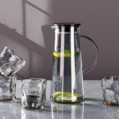 Glass Water Pitcher With Lid and 4pc Water Glasses