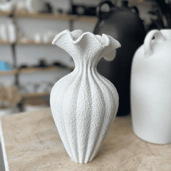 Art Decoration White Petal Shaped Ceramic Vase