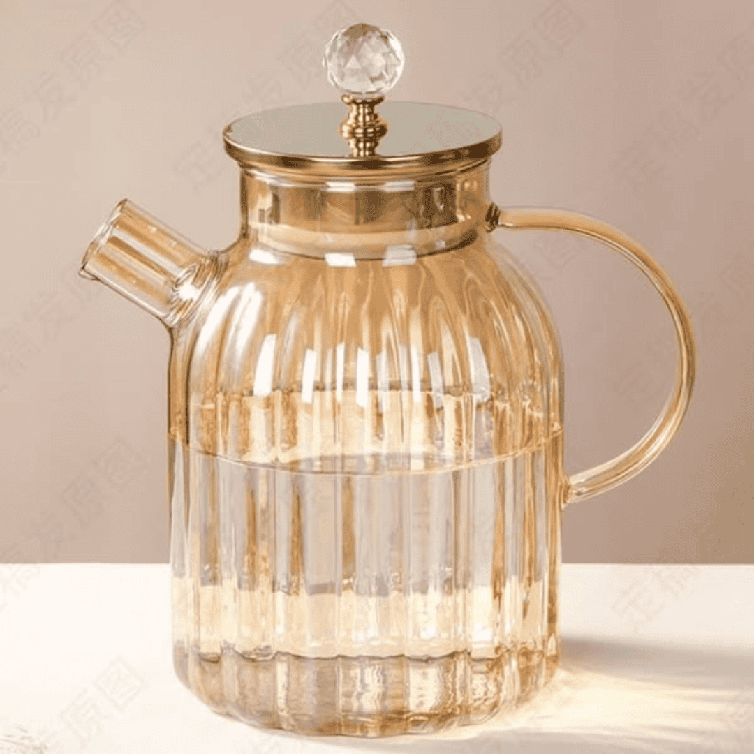 Amber Pumpkin Striped Teapot