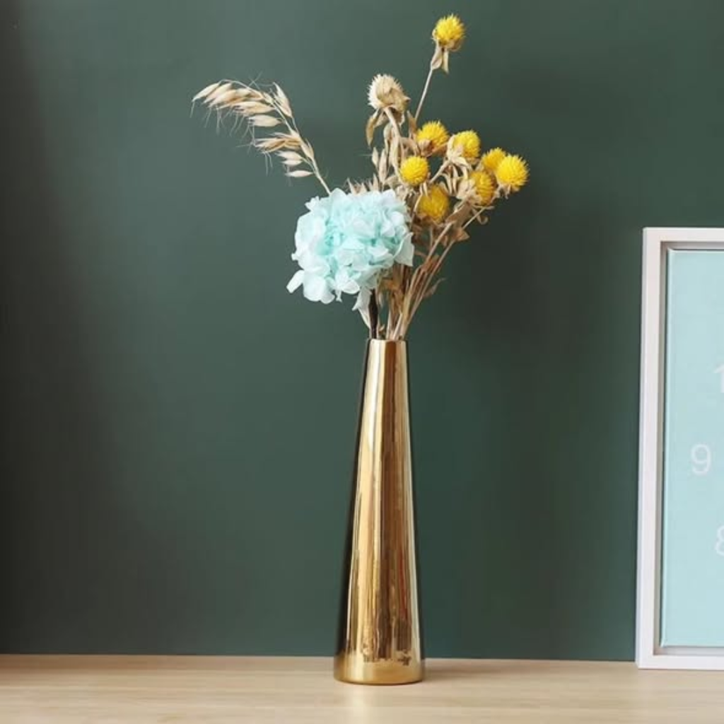 Plain small neck gold ceramic vase