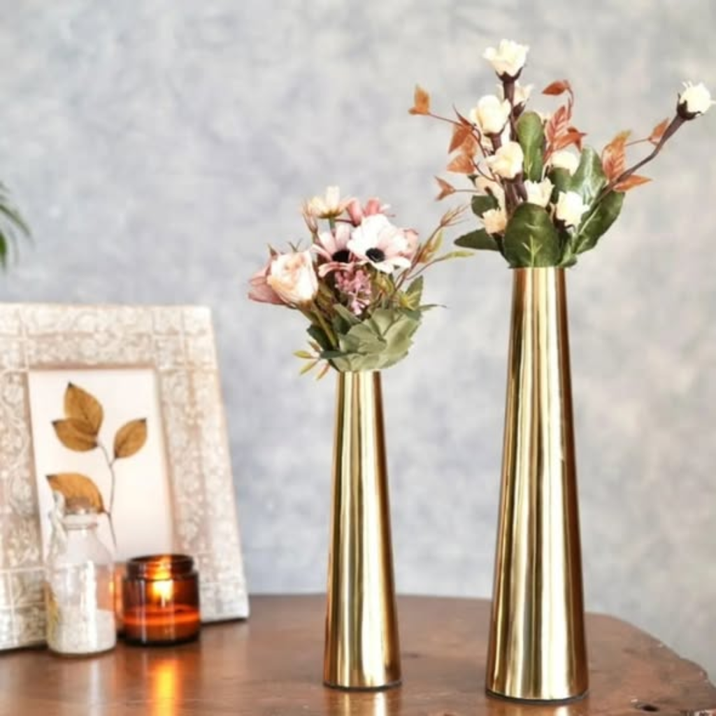 Plain small neck gold ceramic vase