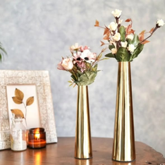 Plain small neck gold ceramic vase