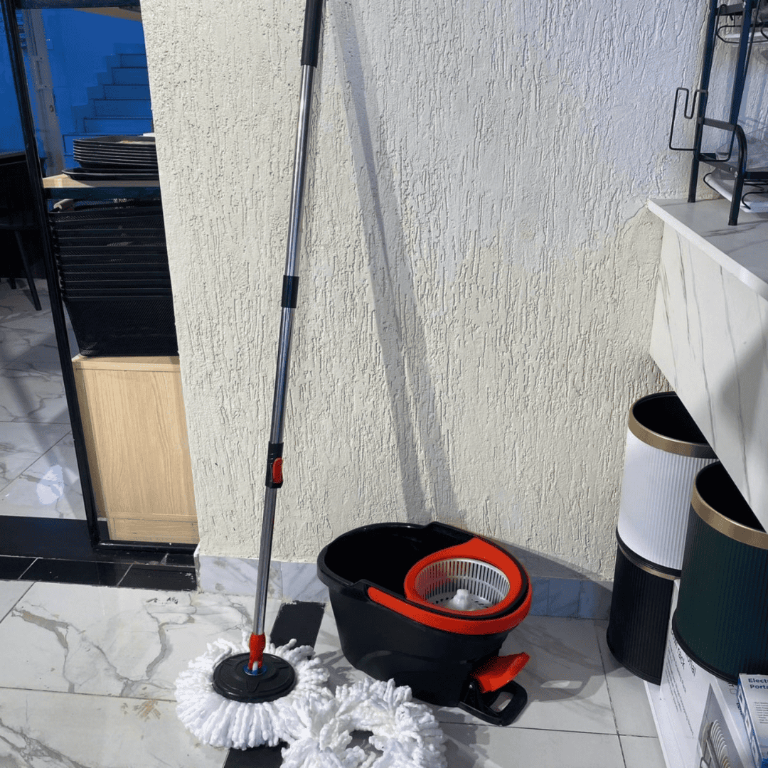 Black Spin Mop Bucket with Foot Pedal