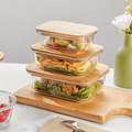 3-in-1 Snack Storage Box Set with Wooden Top Lid