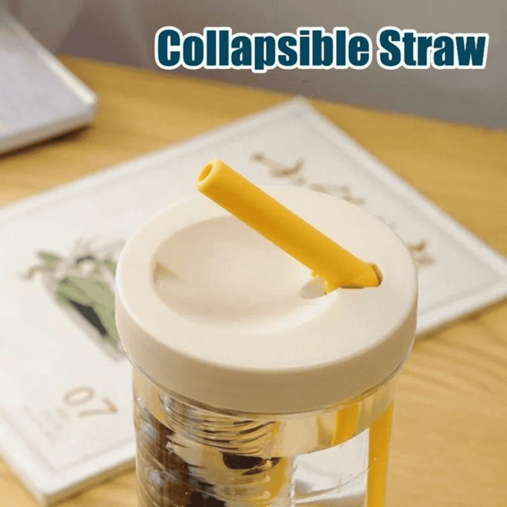 Cute Water Bottle With Foldable Straw
