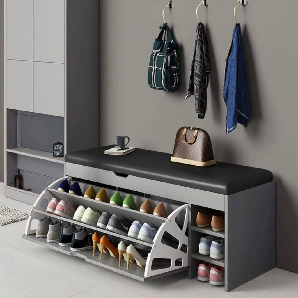 Modern Bucket Flip Shoe Cabinet with Seat