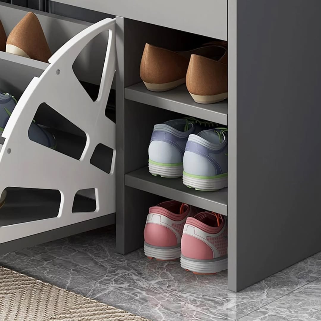 Modern Bucket Flip Shoe Cabinet with Seat
