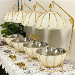 8L Food Warmer / Buffet Chafing Dish with Hanging Golden Rack