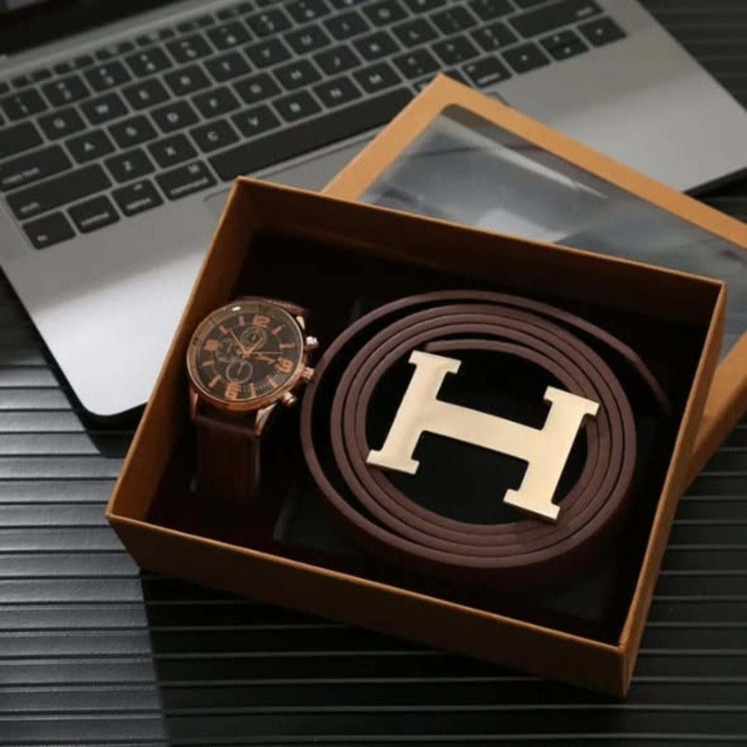WATCH AND BELT MEN GIFT SET