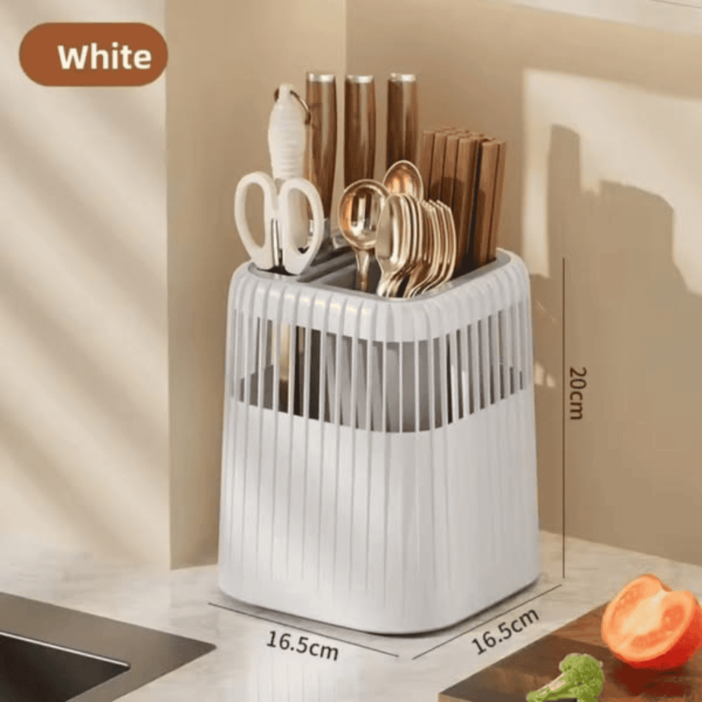 Multi-Functional Rotating Knife and Utensil Rack