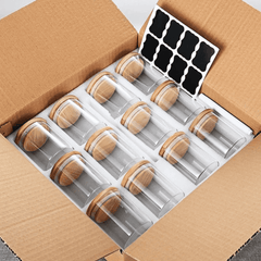 12pc Round Glass Spice Jars Set with Bamboo Lids
