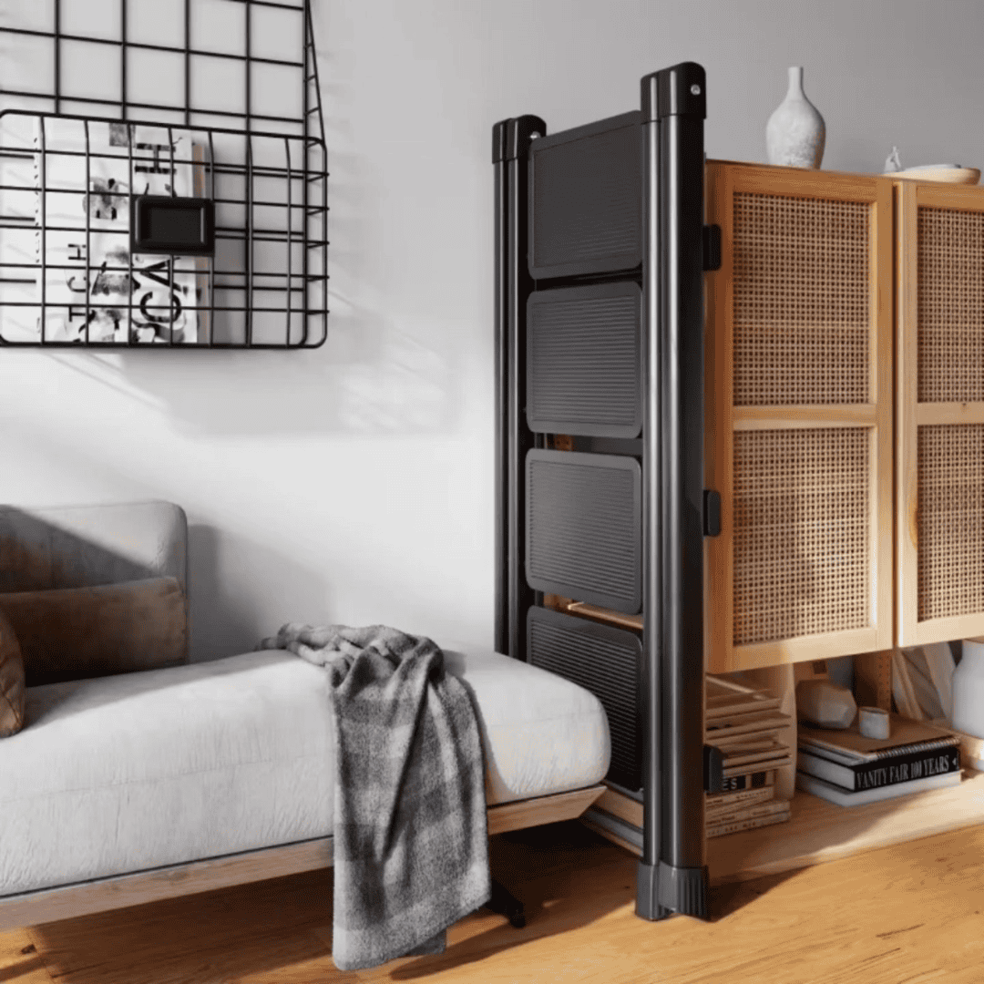 Anti-Slip Black Foldable Stepper Ladder