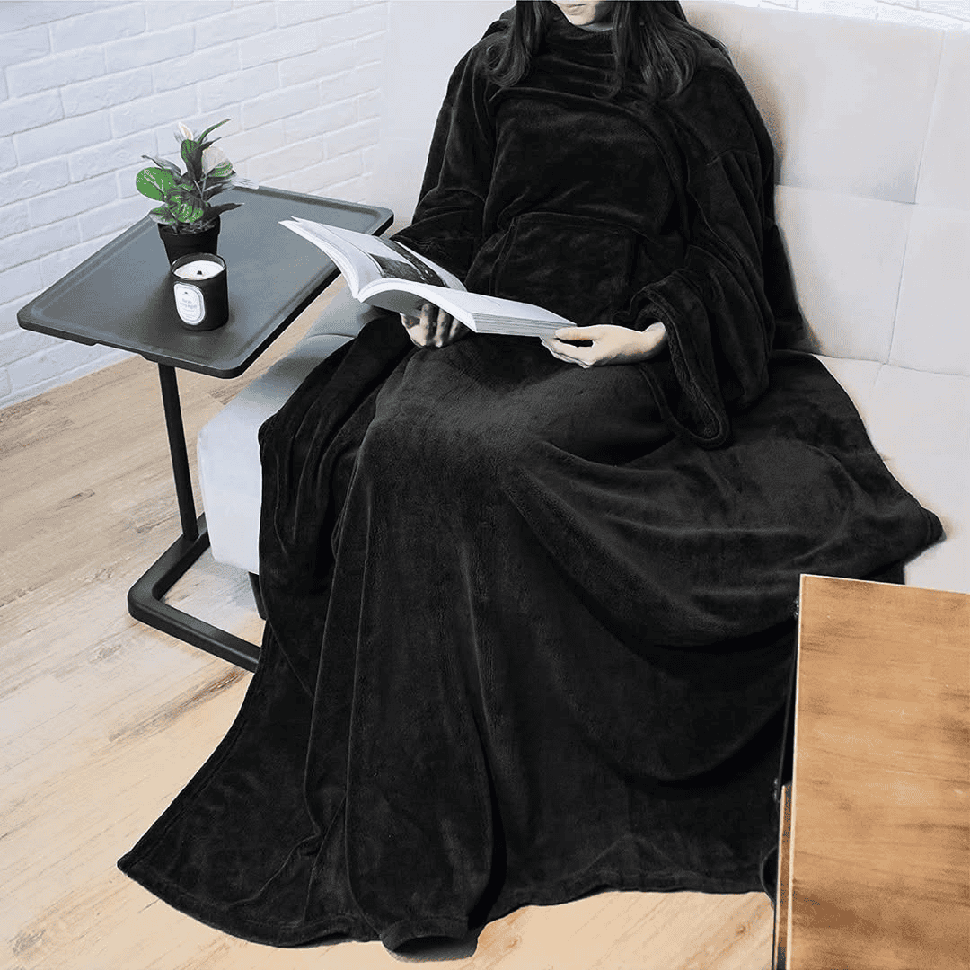 Wearable Blanket with Sleeves and Pocket