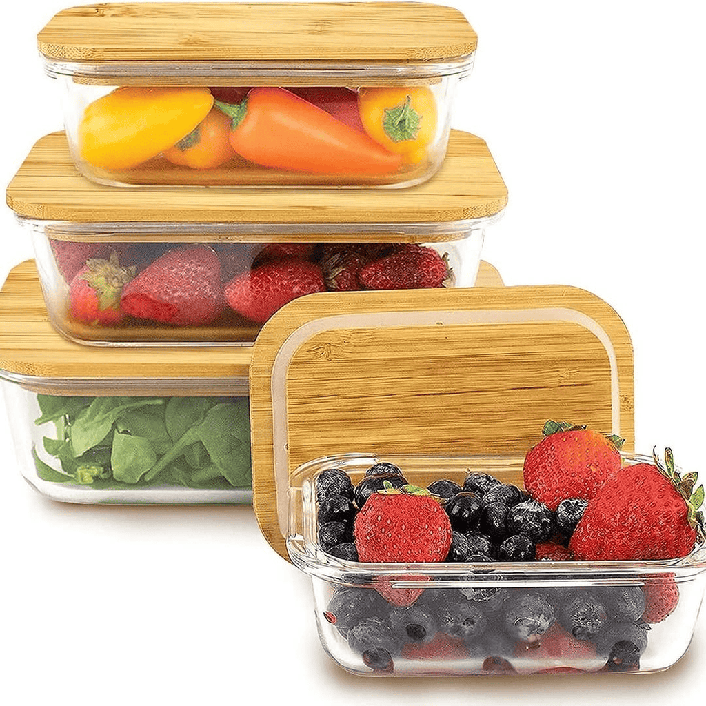 3-in-1 Snack Storage Box Set with Wooden Top Lid