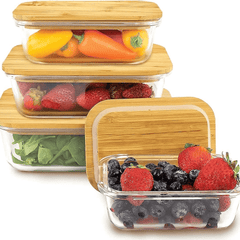 3-in-1 Snack Storage Box Set with Wooden Top Lid