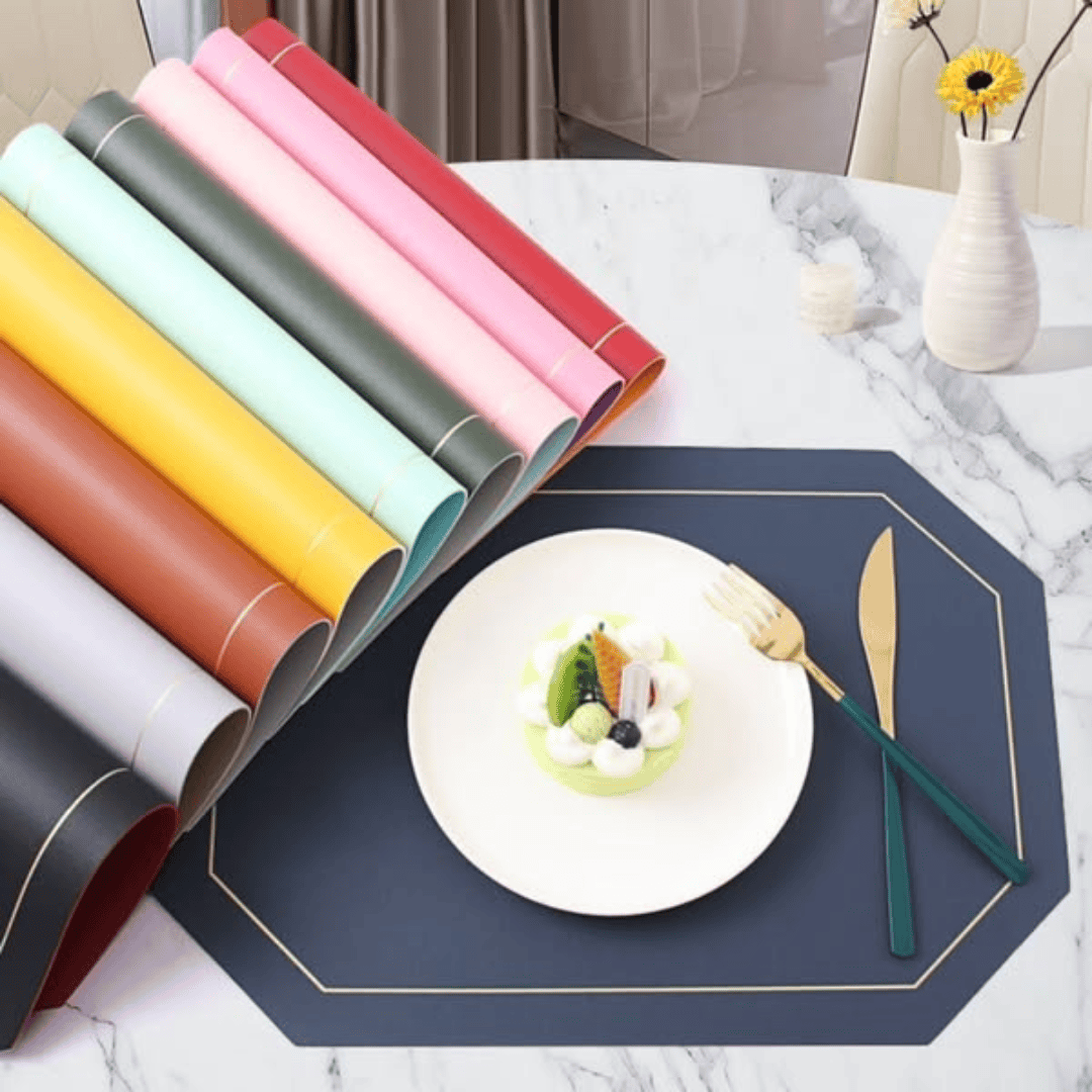 6pcs Double Sided PU Leather Nordic Style Antislip Tablemats