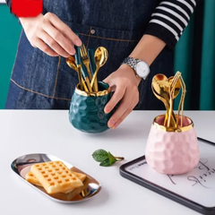 Nordic Light Luxury Fruit Fork and Spoon Ceramic Storage Tank