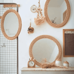 Oval Rattan Bamboo Decorative Mirror