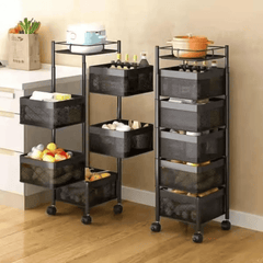 5 Layer Mesh Rotating Trolley Storage Organizer